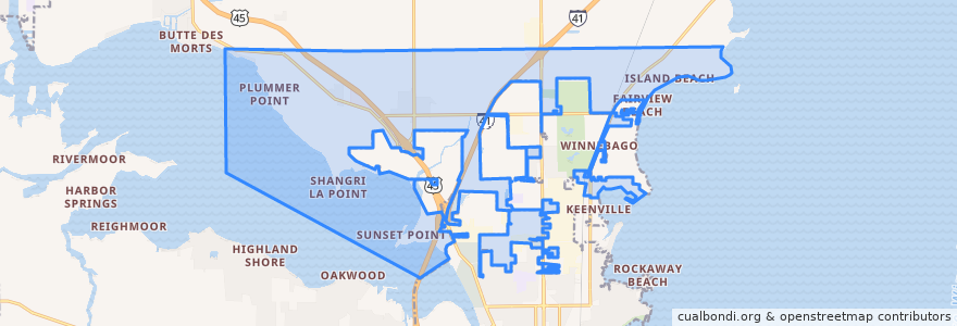 Mapa de ubicacion de Town of Oshkosh.