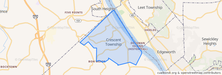 Mapa de ubicacion de Crescent Township.