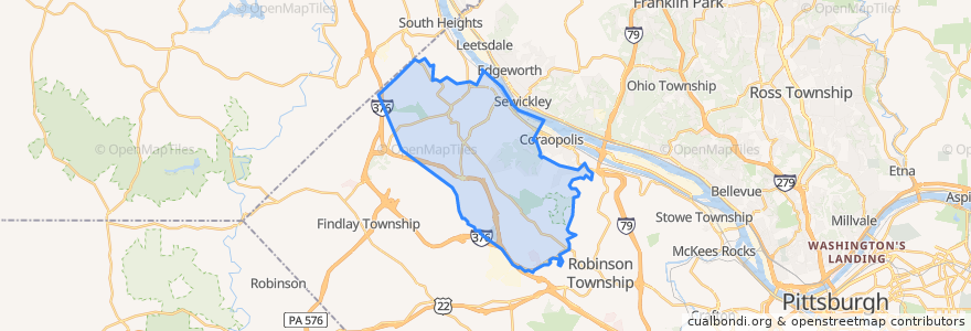 Mapa de ubicacion de Moon Township.