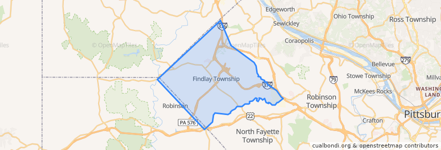 Mapa de ubicacion de Findlay Township.