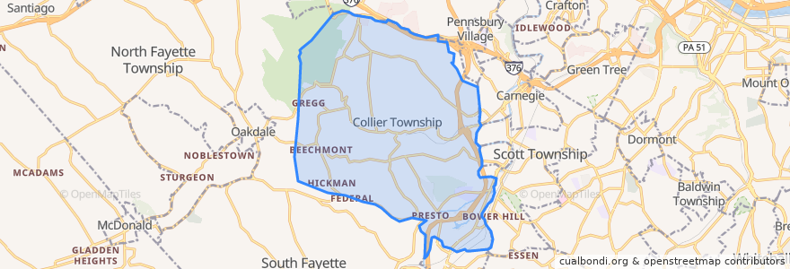 Mapa de ubicacion de Collier Township.