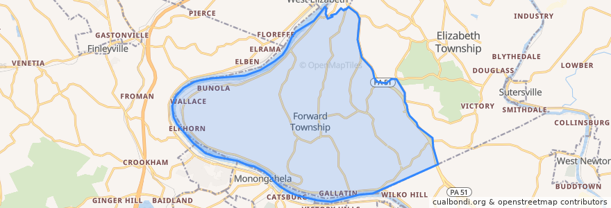 Mapa de ubicacion de Forward Township.