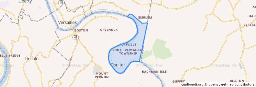 Mapa de ubicacion de South Versailles Township.