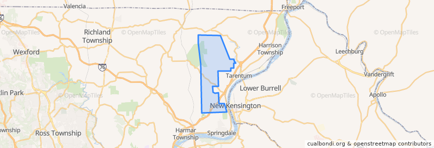 Mapa de ubicacion de Frazer Township.