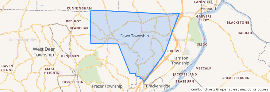 Mapa de ubicacion de Fawn Township.