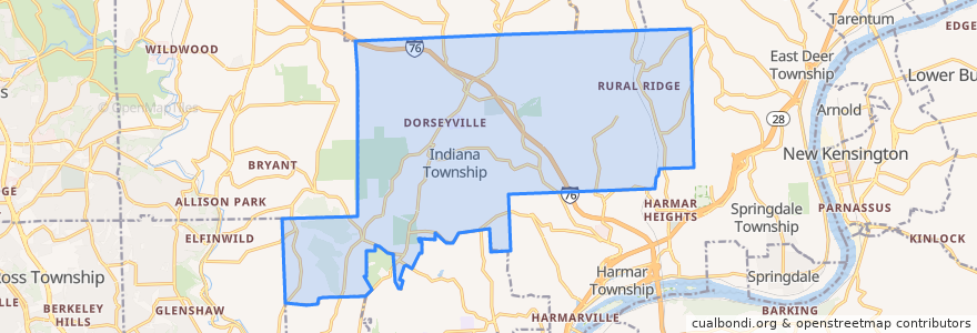 Mapa de ubicacion de Indiana Township.