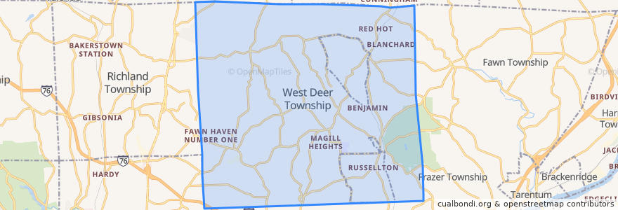 Mapa de ubicacion de West Deer Township.
