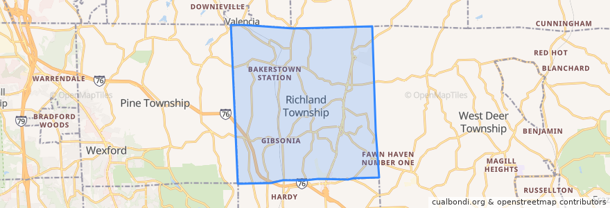 Mapa de ubicacion de Richland Township.