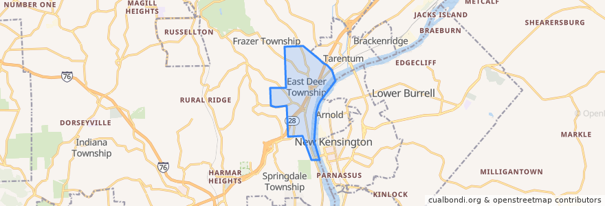 Mapa de ubicacion de East Deer Township.