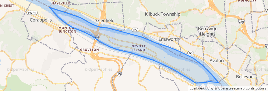 Mapa de ubicacion de Neville Township.