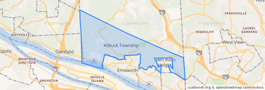 Mapa de ubicacion de Kilbuck Township.