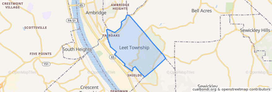 Mapa de ubicacion de Leet Township.