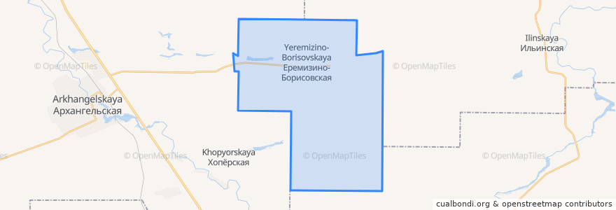 Mapa de ubicacion de Еремизино-Борисовское сельское поселение.