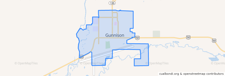 Mapa de ubicacion de Gunnison.