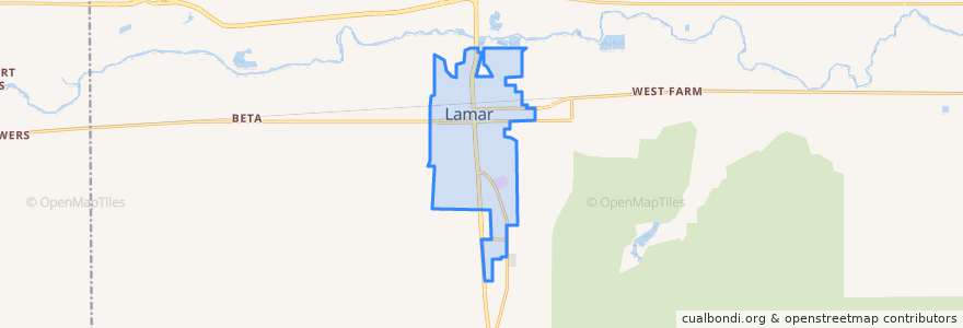 Mapa de ubicacion de Lamar.