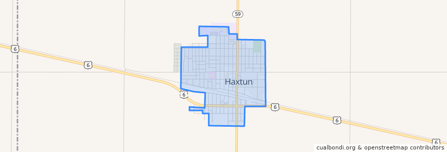 Mapa de ubicacion de Haxtun.