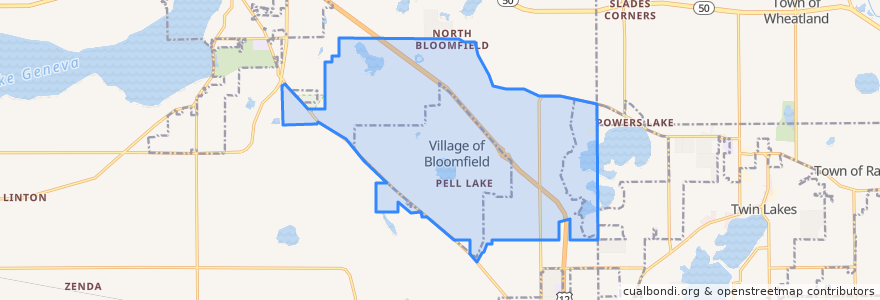 Mapa de ubicacion de Village of Bloomfield.