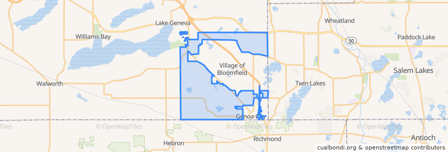 Mapa de ubicacion de Town of Bloomfield.