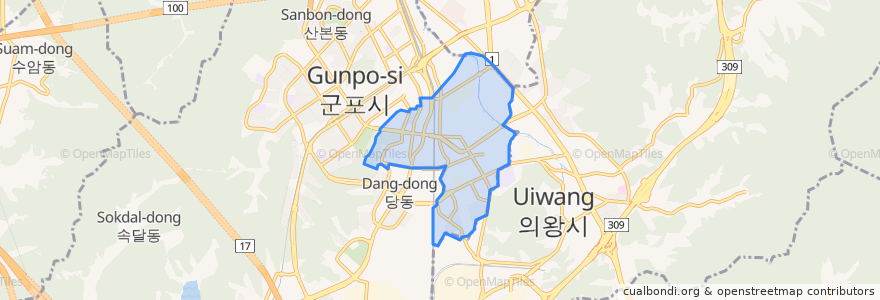 Mapa de ubicacion de 군포1동.