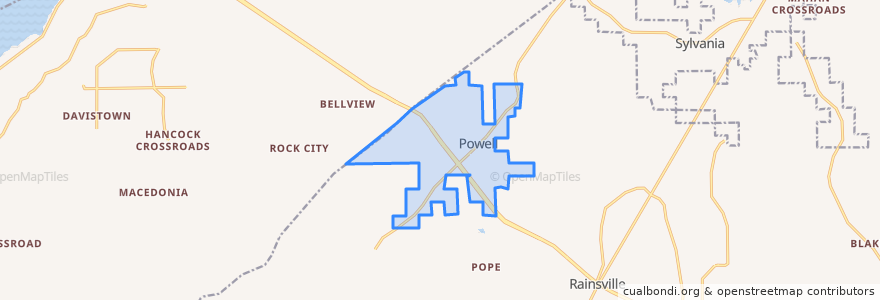 Mapa de ubicacion de Powell.