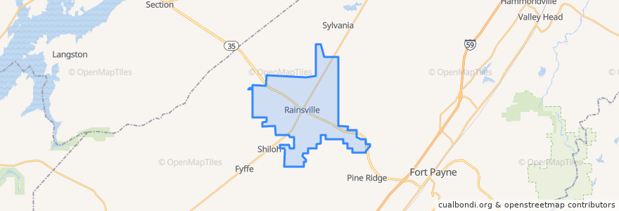 Mapa de ubicacion de Rainsville.