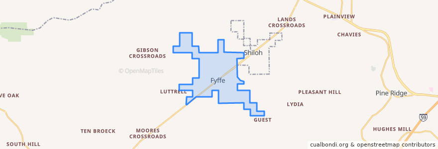 Mapa de ubicacion de Fyffe.