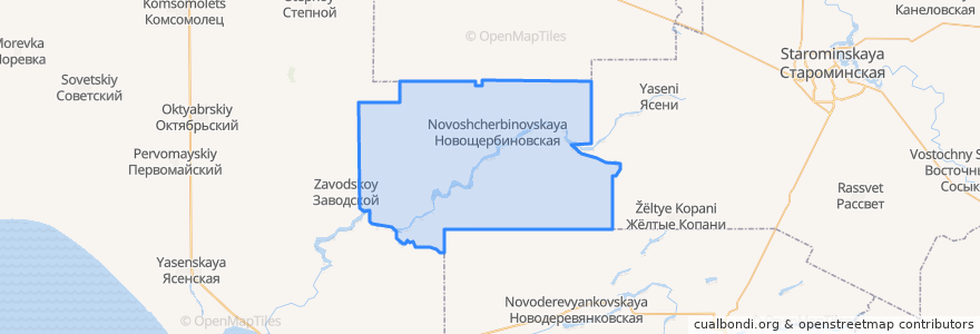 Mapa de ubicacion de Новощербиновское сельское поселение.