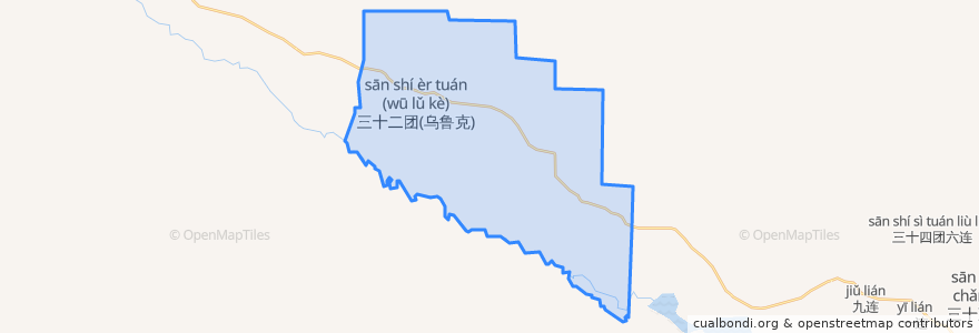 Mapa de ubicacion de 兵团三十三团 33-تۇەن مەيدانى.