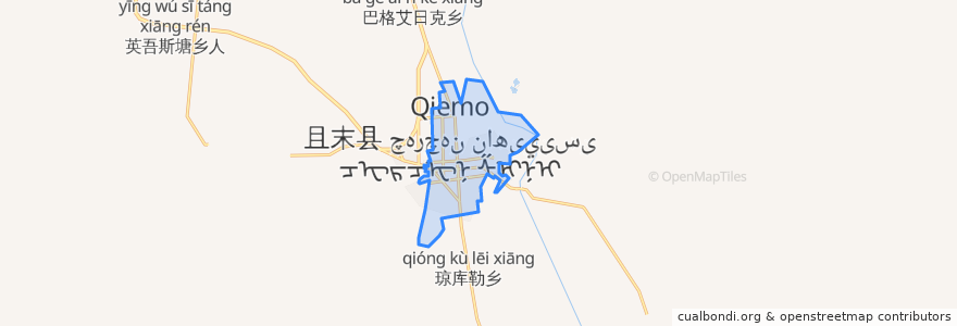 Mapa de ubicacion de 且末镇.