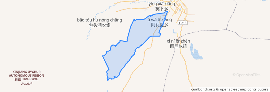 Mapa de ubicacion de 阿瓦提乡 ئاۋات يېزىسى.