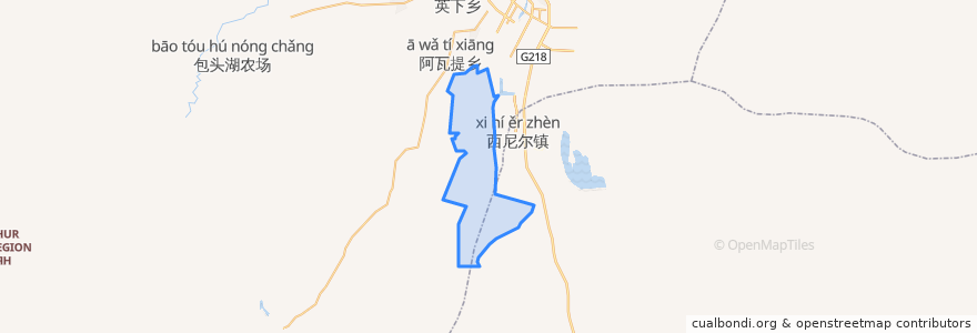 Mapa de ubicacion de 巴州阿瓦提农场 ئاۋات دېھقانچىلىق مەيدانى.