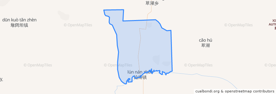 Mapa de ubicacion de 轮南镇 جەنۇبىي بۈگۈر بازىرى.