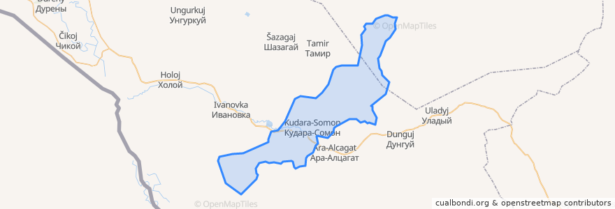 Mapa de ubicacion de Кударинское сельское поселение.