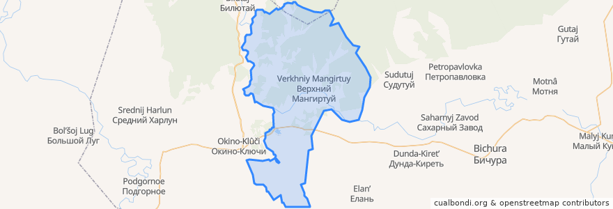 Mapa de ubicacion de Верхне-Мангиртуйское сельское поселение.