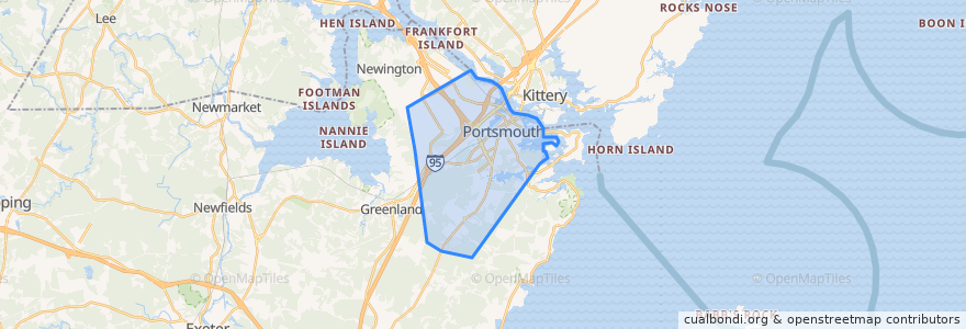 Mapa de ubicacion de Portsmouth.