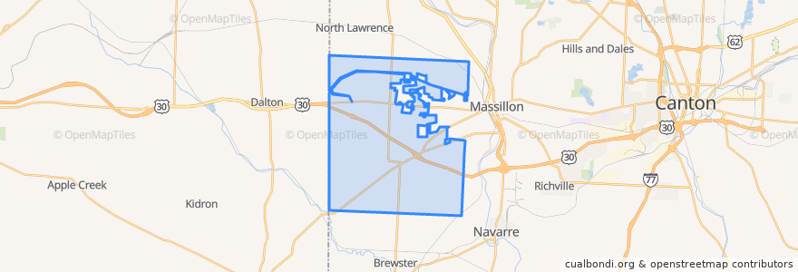 Mapa de ubicacion de Tuscarawas Township.