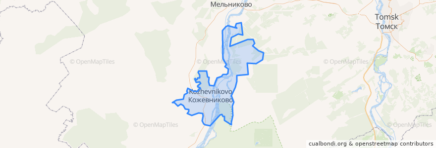 Mapa de ubicacion de Кожевниковское сельское поселение.