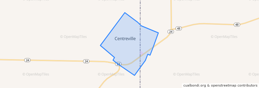 Mapa de ubicacion de Centreville.