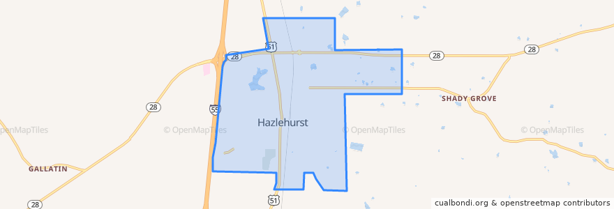 Mapa de ubicacion de Hazlehurst.