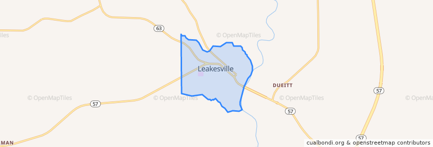 Mapa de ubicacion de Leakesville.