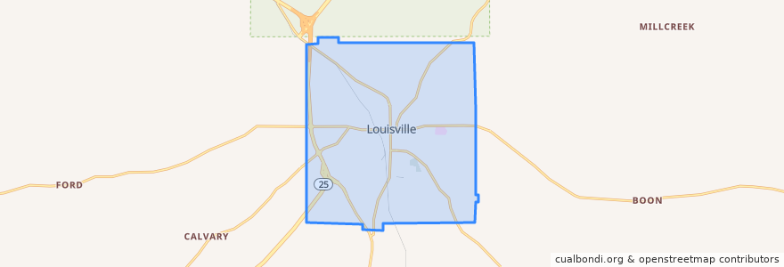 Mapa de ubicacion de Louisville.