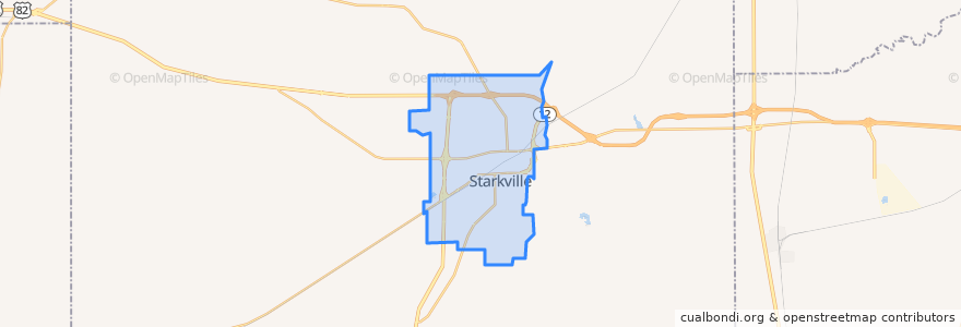 Mapa de ubicacion de Starkville.