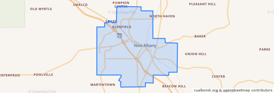 Mapa de ubicacion de New Albany.