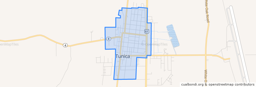 Mapa de ubicacion de Tunica.