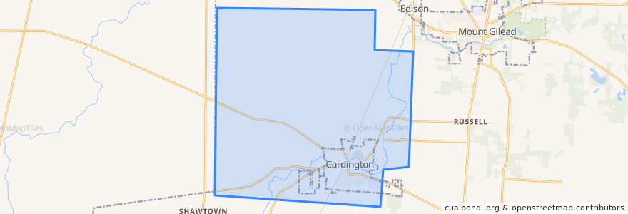 Mapa de ubicacion de Cardington Township.