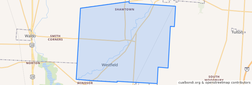 Mapa de ubicacion de Westfield Township.