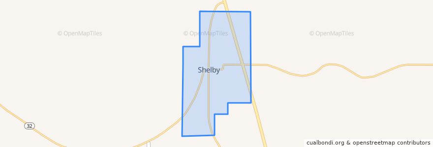 Mapa de ubicacion de Shelby.