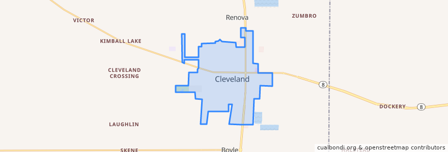 Mapa de ubicacion de Cleveland.