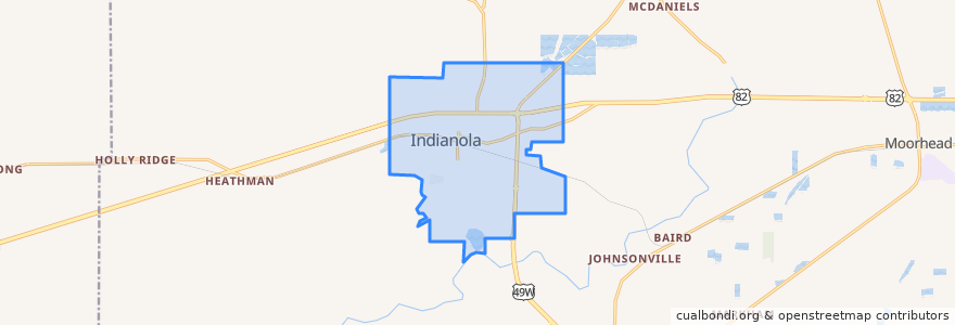 Mapa de ubicacion de Indianola.