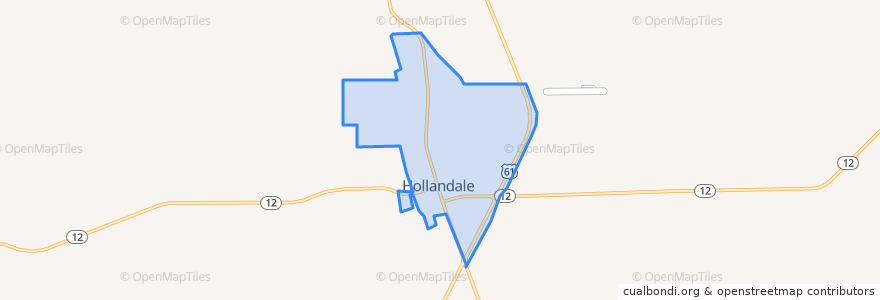 Mapa de ubicacion de Hollandale.